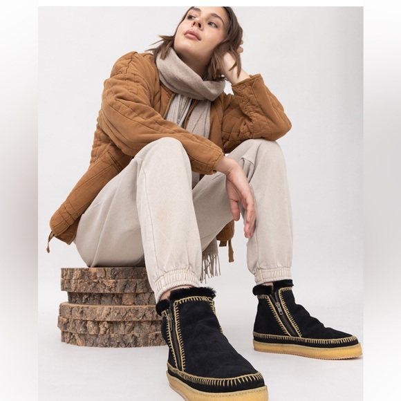 Free People Laidback London NWT Setsu Suede Black Shearling Boot - Picture 9 of 10